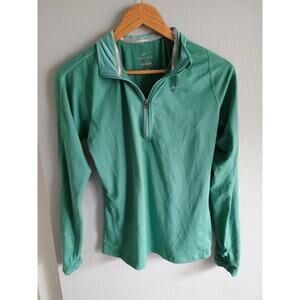 Nike Green dri fit long sleeve half zip regular fit running comfy jacket small